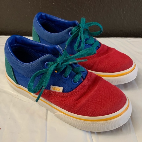red green and blue vans